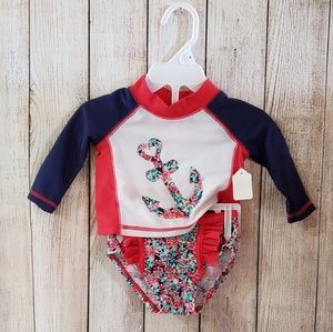 Anchor Infant 2 pc Swimsuit Sz 3-6m